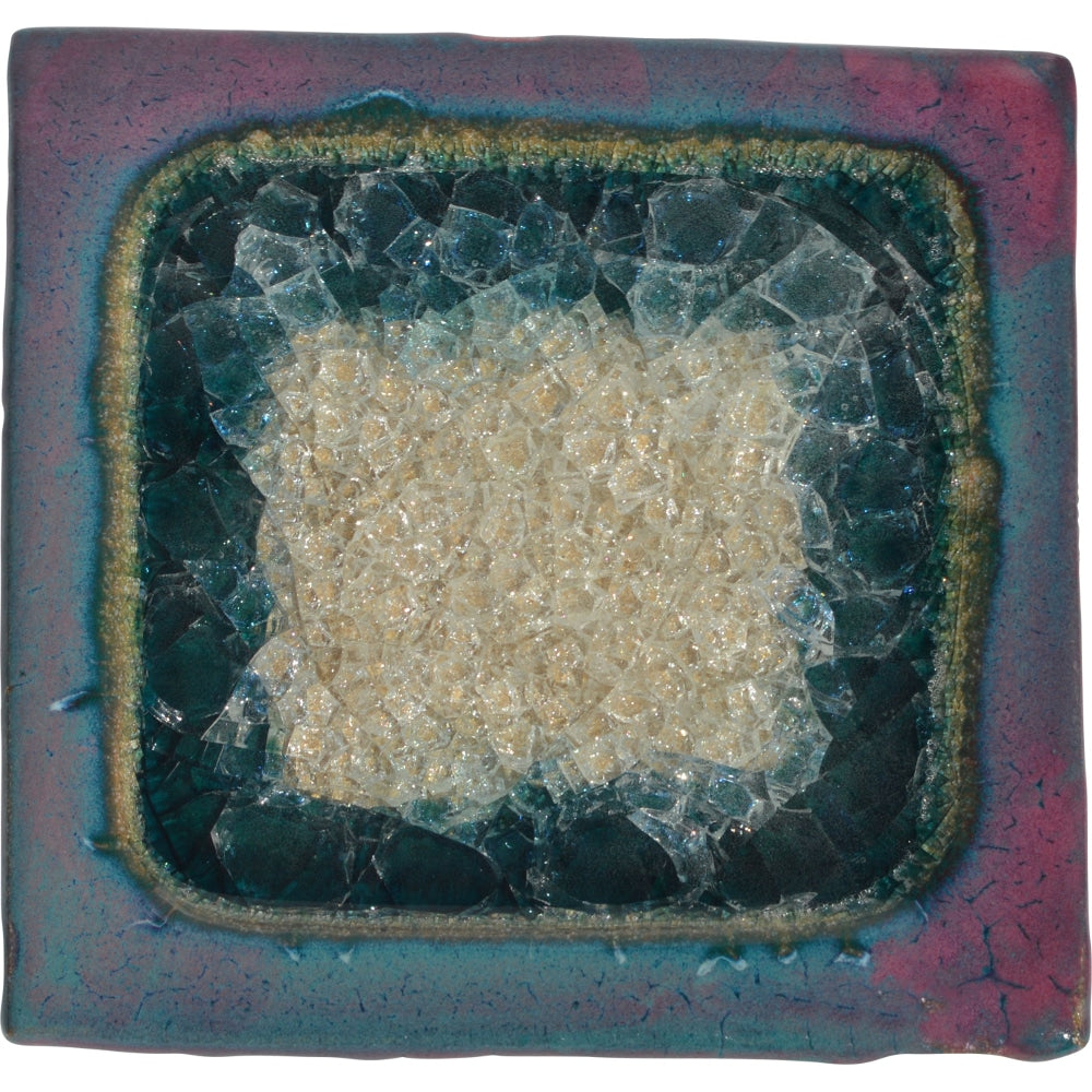 A Non-Pattern Glazed Fused Glass Square Salad Plate