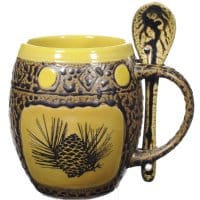 Pinecone Mugs with Spoons Box Set